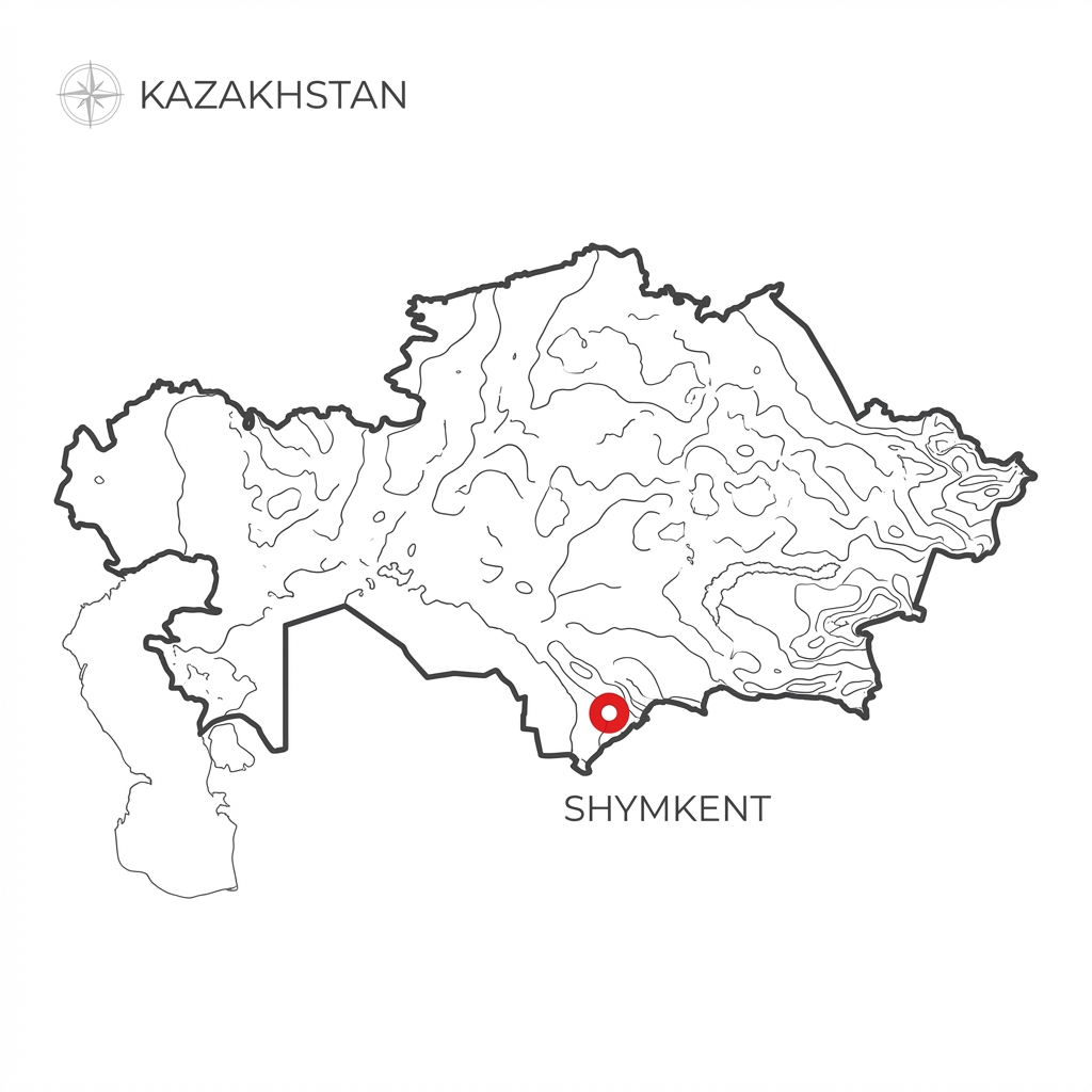 Шымкент на карте Казахстана